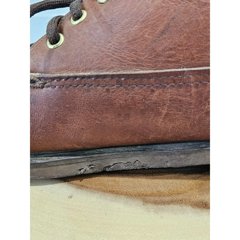 VTG Russell Moccasin Co 11 1/2 Brown Leather Chukka Boots Moc Toe Made in USA